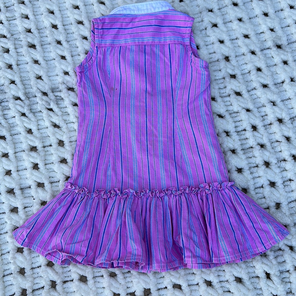 Ralph Lauren Girl’s Oxford button up Shirt Dress-Pink with blue Stripes - Picture 4 of 4